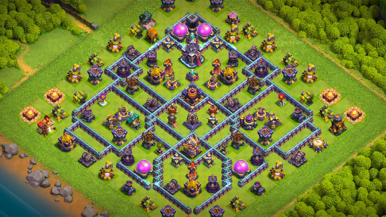 th15 anti 3 star farming base scout view - full base layout for clash of clans town hall 15