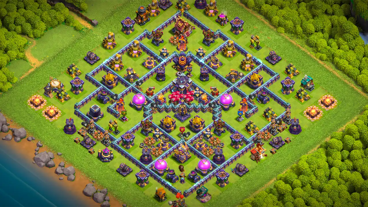 th15 anti 2 star trophy base layout with copy link in clash of clans - coc town hall 15 base