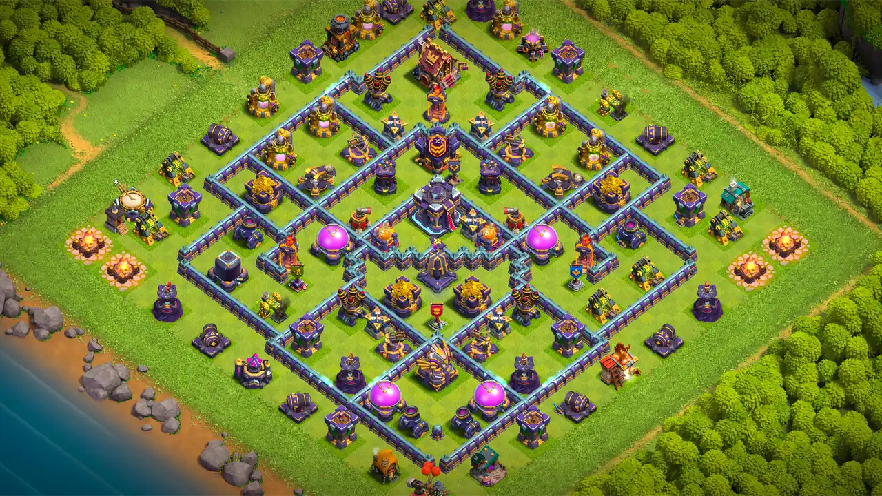 th15 anti 2 star trophy base scout view - full base layout for clash of clans town hall 15