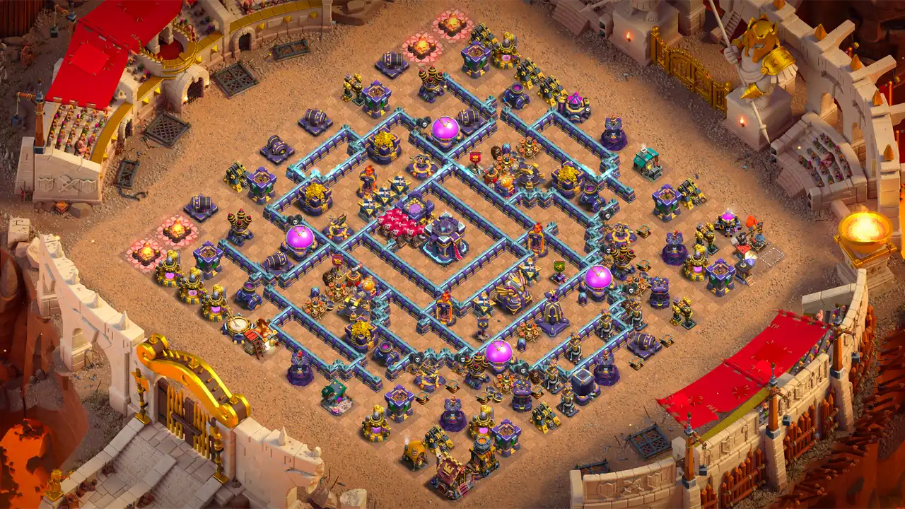 th15 anti 2 star war base layout with copy link in clash of clans - coc town hall 15 base