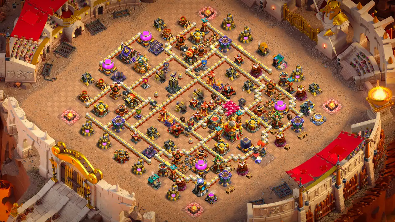 th16 anti 3 star cwl base layout with copy link in clash of clans - coc town hall 16 base