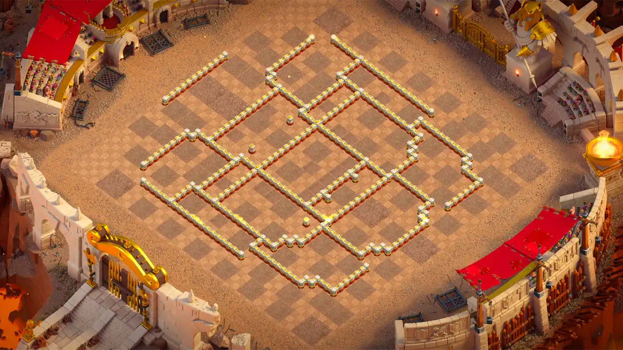 th16 anti 3 star cwl base wall view - wall layout only for clash of clans town hall 16
