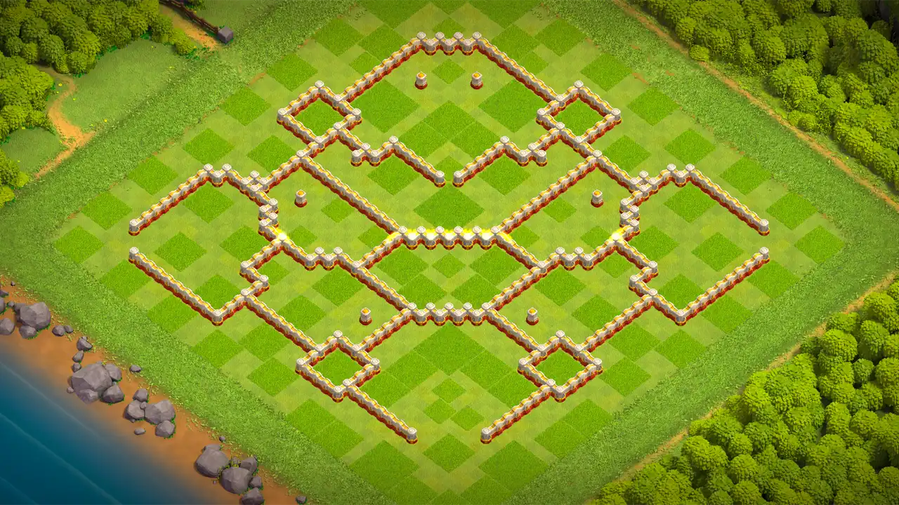 th16 anti 2 star farming base wall view - wall layout only for clash of clans town hall 16