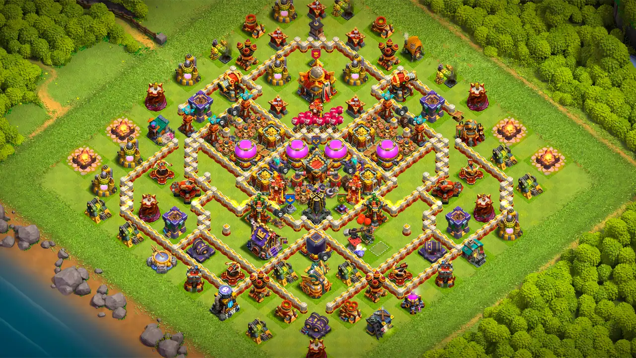 th16 anti 3 star farming base layout with copy link in clash of clans - coc town hall 16 base