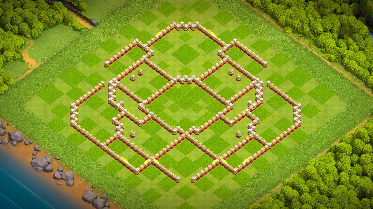 th16 anti 3 star farming base wall view - wall layout only for clash of clans town hall 16