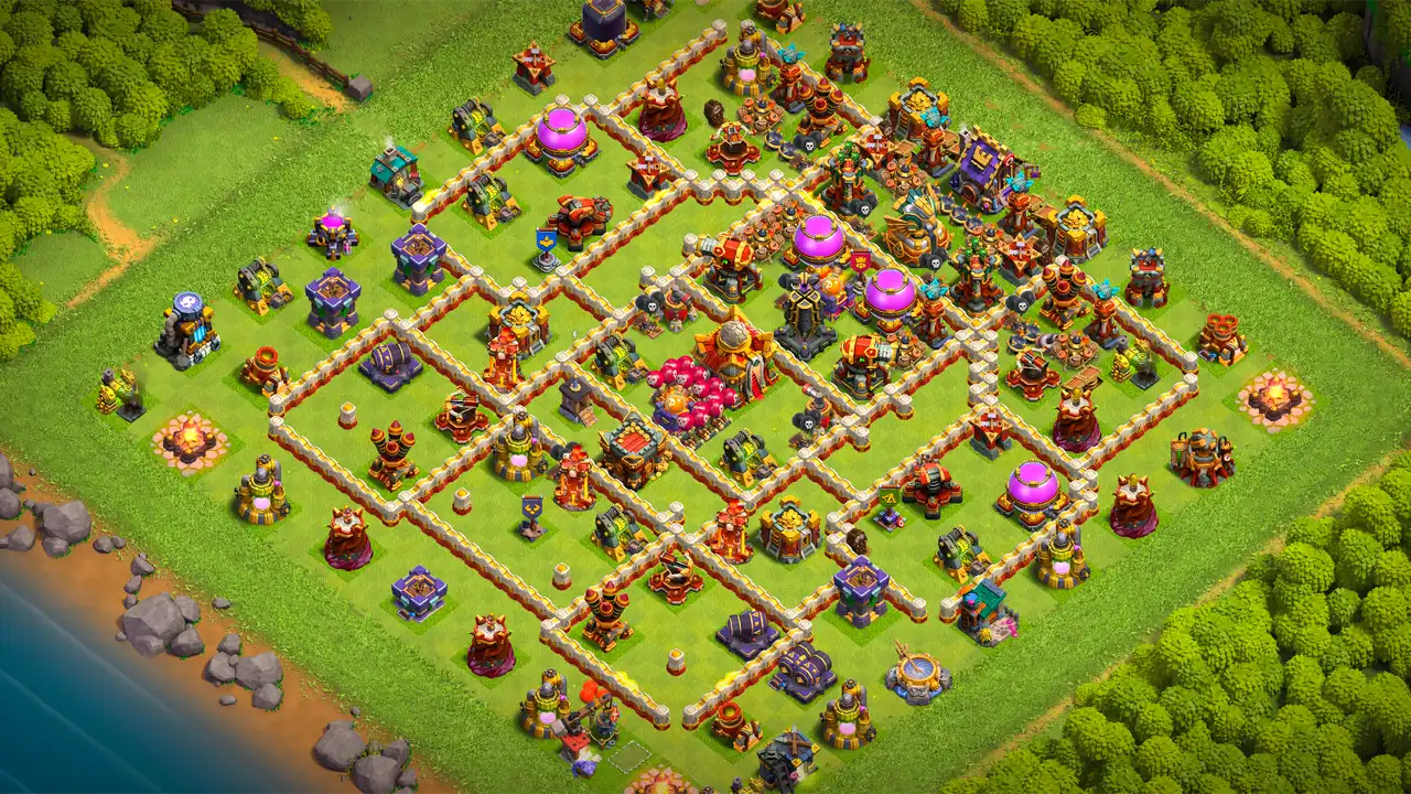 th16 anti 2 star trophy base layout with copy link in clash of clans - coc town hall 16 base