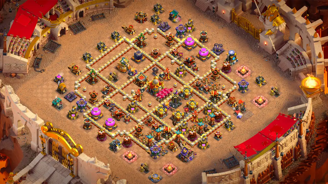 th16 anti 2 star war base layout with copy link in clash of clans - coc town hall 16 base