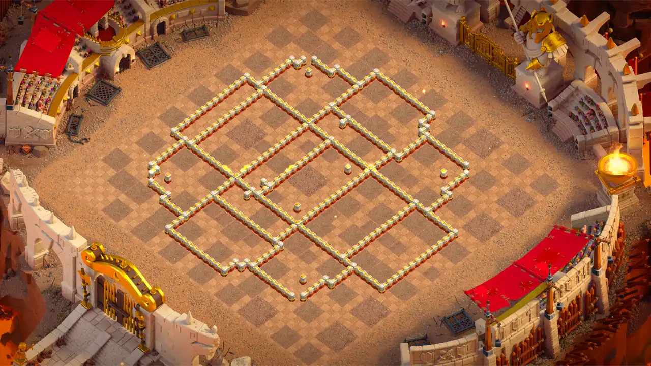 th16 anti 2 star war base wall view - wall layout only for clash of clans town hall 16