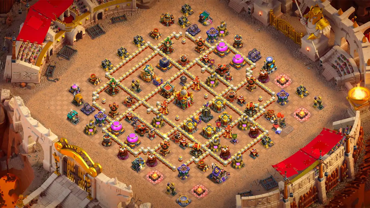 th16 anti 2 star war base scout view - full base layout for clash of clans town hall 16