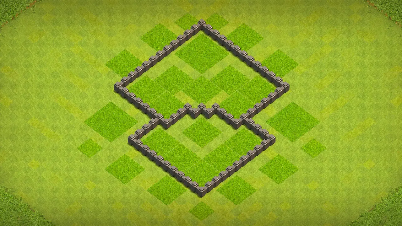 TH4 farming base wall view - wall layout only for clash of clans town hall 4