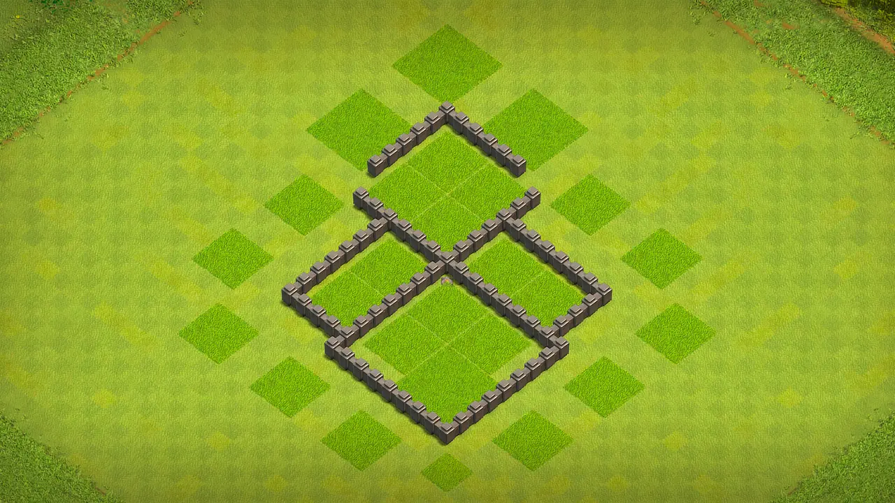 TH4 farming base wall view - wall layout only for clash of clans town hall 4