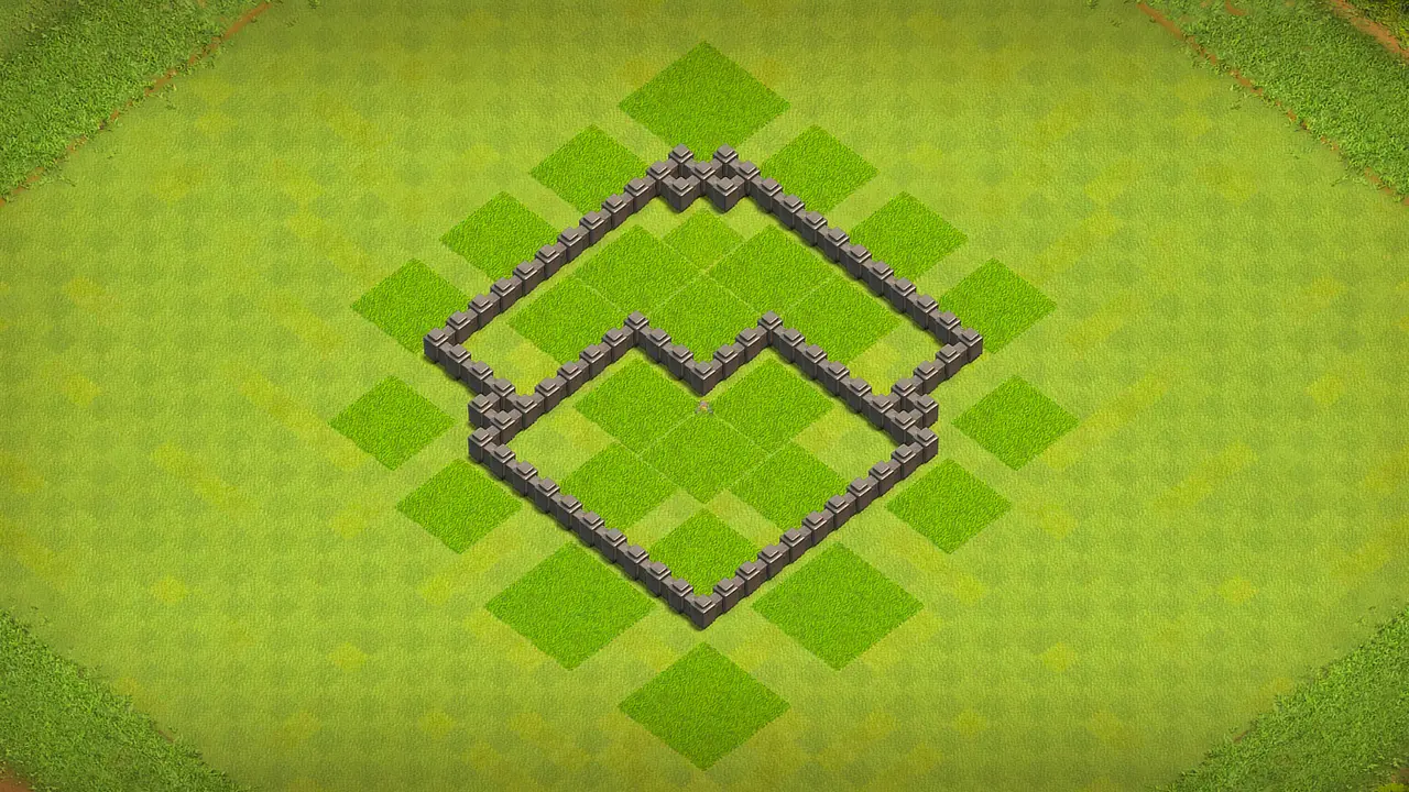 TH4 farming base wall view - wall layout only for clash of clans town hall 4