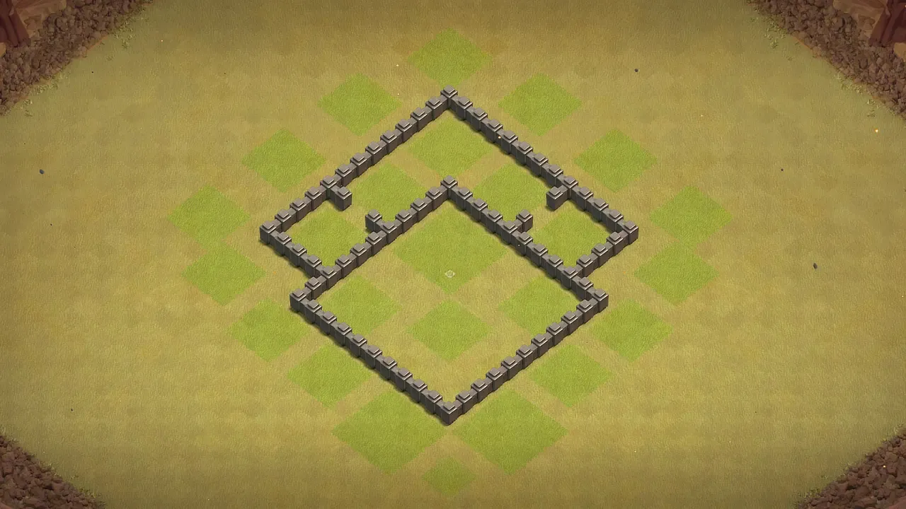 TH4 war base wall view - wall layout only for clash of clans town hall 4