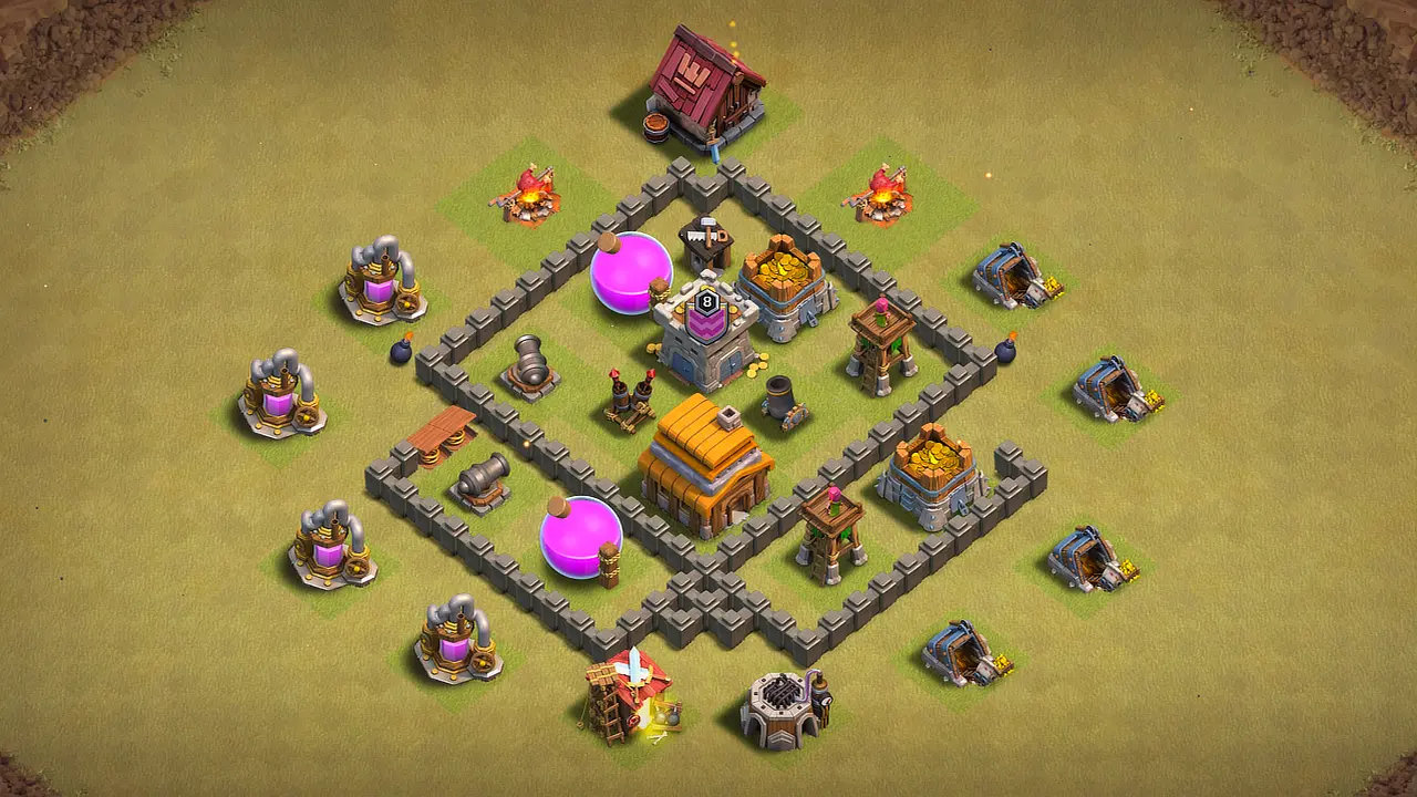 th4 anti-2 war base with unreachable Town Hall open wall funnel and spring trap zone with direct copy link to your clash of clans