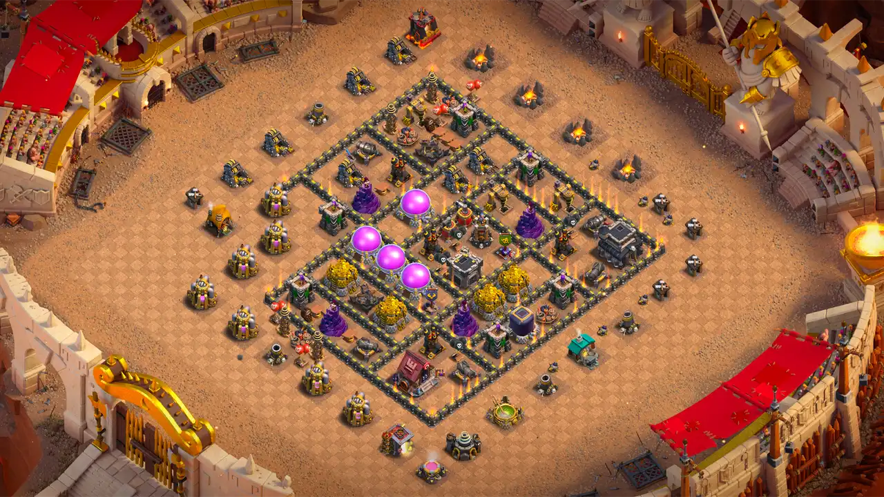 th9 anti 3 star cwl base layout with copy link in clash of clans - coc town hall 9 base