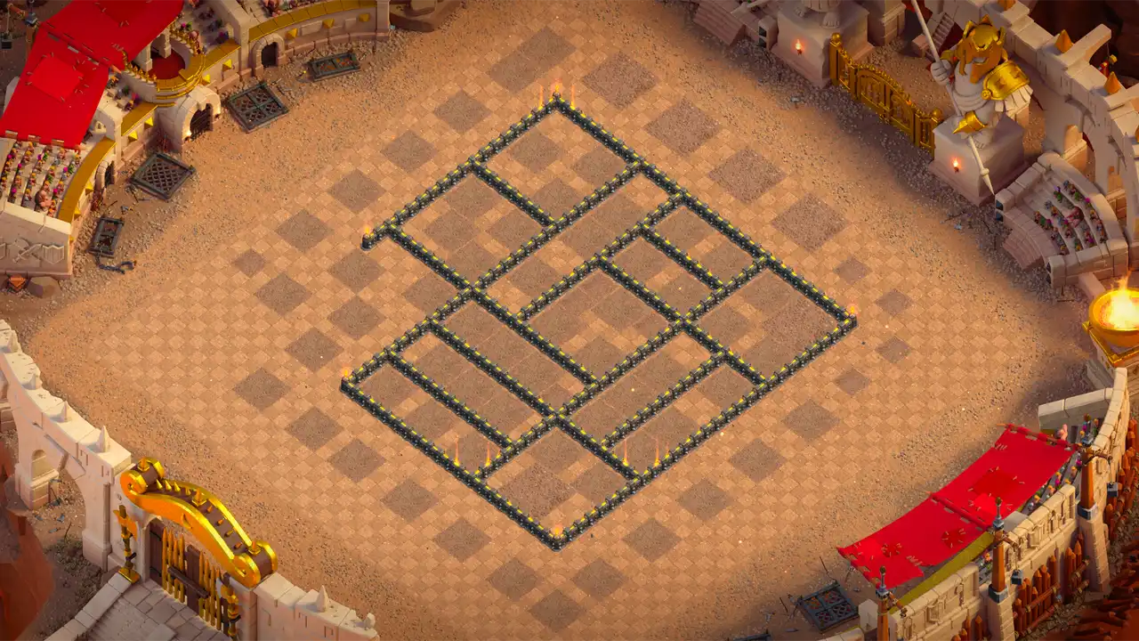 th9 anti 3 star cwl base wall view - wall layout only for clash of clans town hall 9