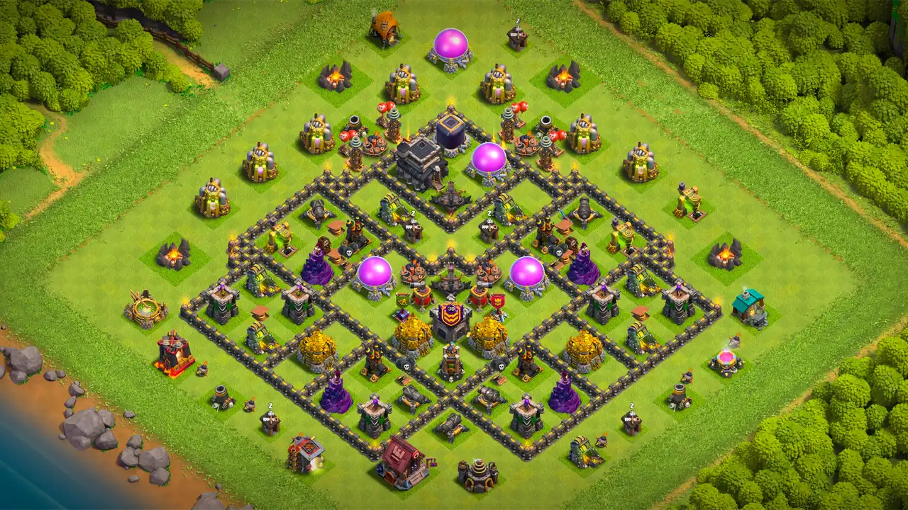 th9 anti 3 star farming base layout with copy link in clash of clans - coc town hall 9 base