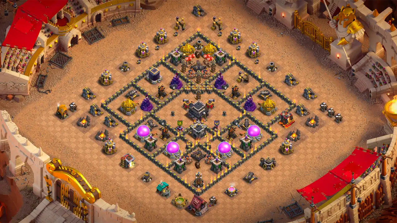 th9 anti 2 star war base layout with copy link in clash of clans - coc town hall 9 base