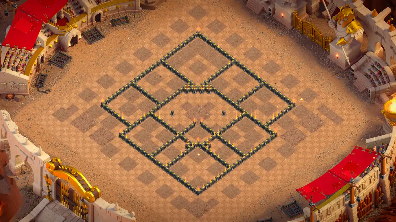 th9 anti 2 star war base wall view - wall layout only for clash of clans town hall 9