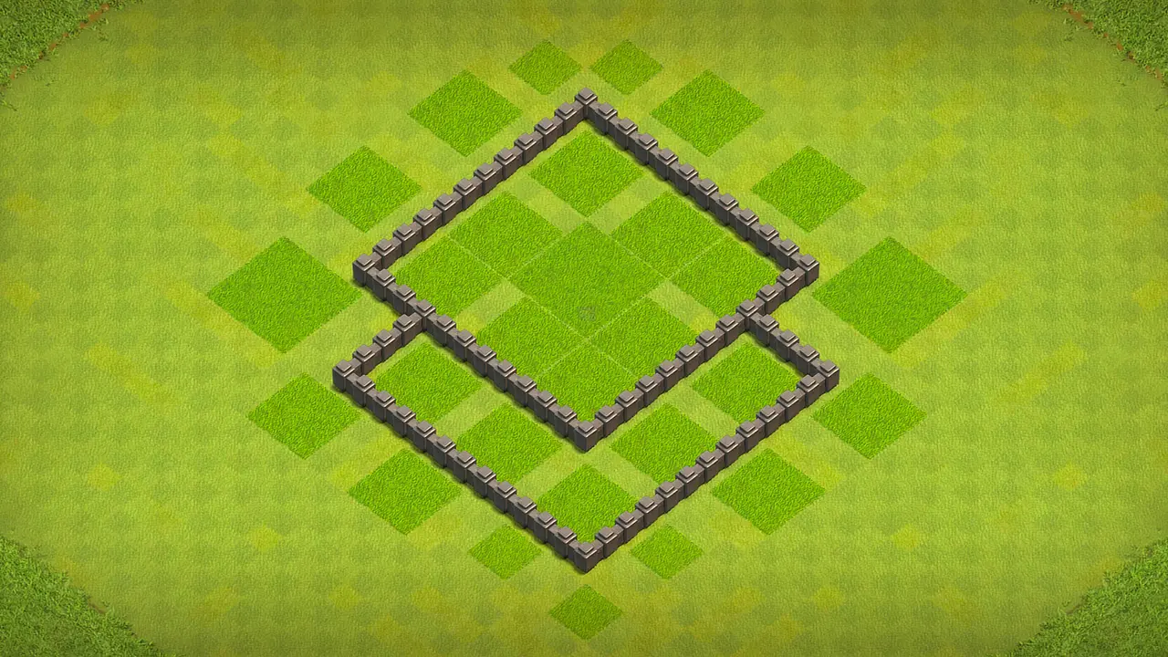 TH4 anti-2-star farming base wall view - wall layout only for clash of clans town hall 4