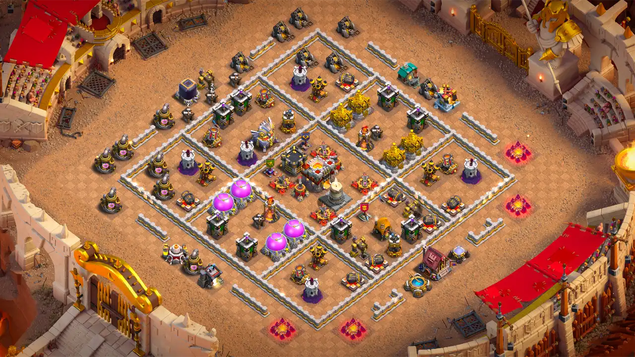 th11 anti 2 star hot candle cwl base scout view - full base layout for clash of clans town hall 11
