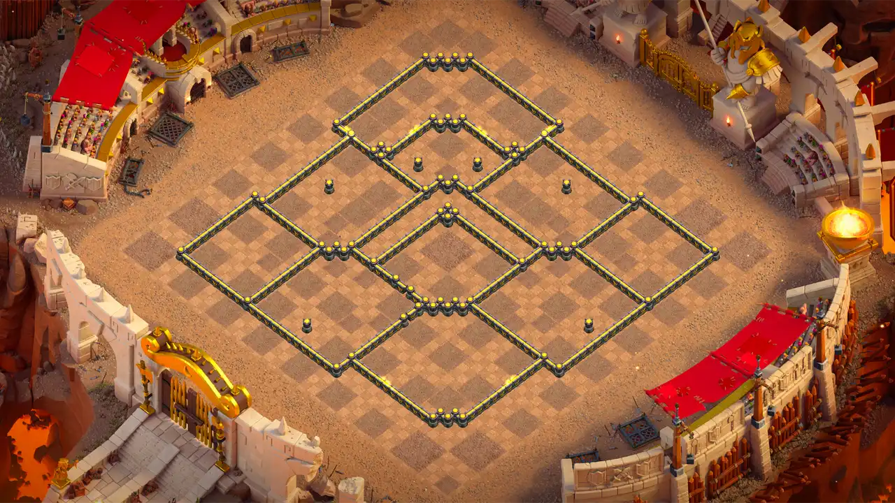th17 anti 2 star hot candle cwl base wall view - wall layout only for clash of clans town hall 17