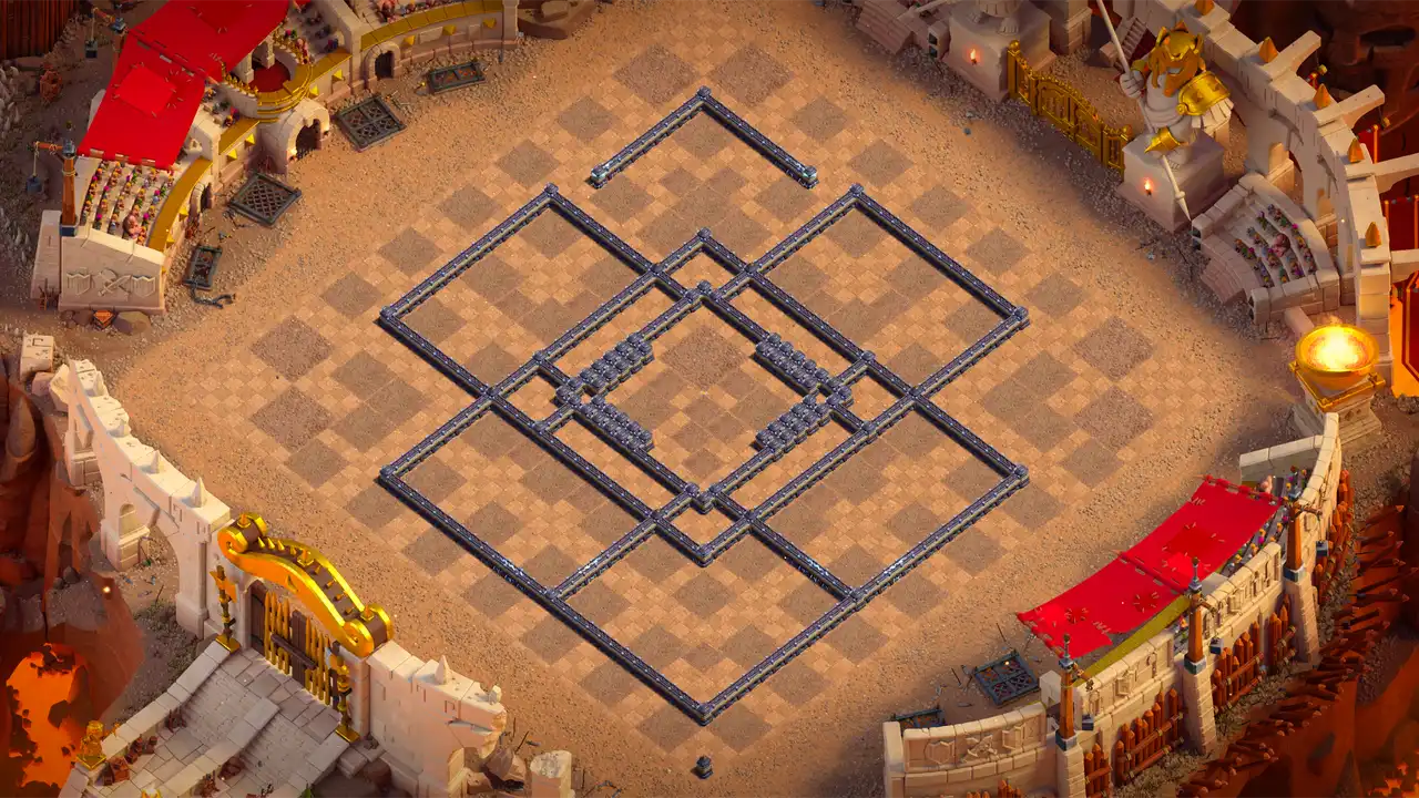 th18 anti 2 star hero hunter war base wall view - wall layout only for clash of clans town hall 18