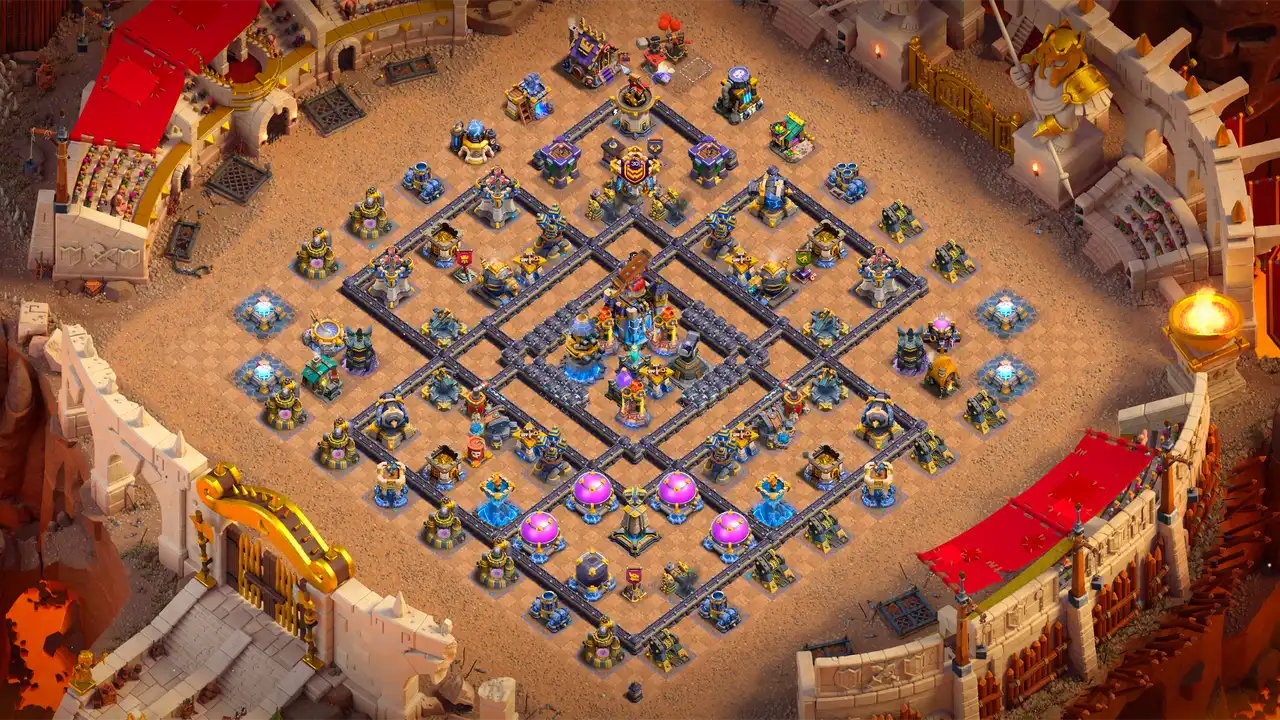 th18 anti 2 star hero hunter war base scout view - full base layout for clash of clans town hall 18