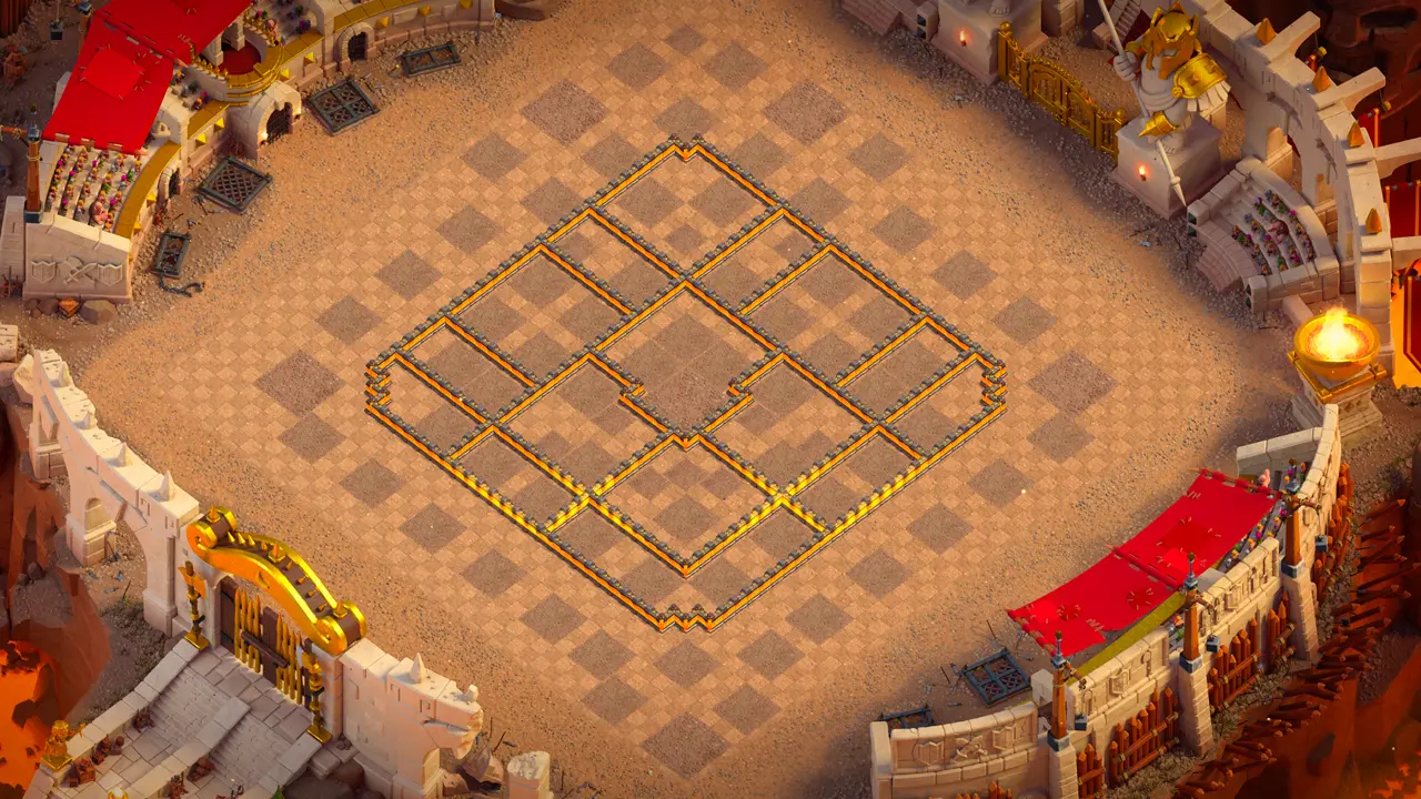 th10 anti 2 star war base wall view - Walls ring the Tesla and Air Defense tightly, keeping Lava Hounds and Valkyries out of the core
