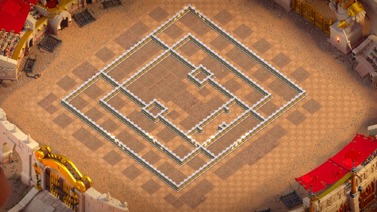 th11 anti-2 hero hunter war base with copy link to clash of clans - wall view of the high DPS core around the town hall centre