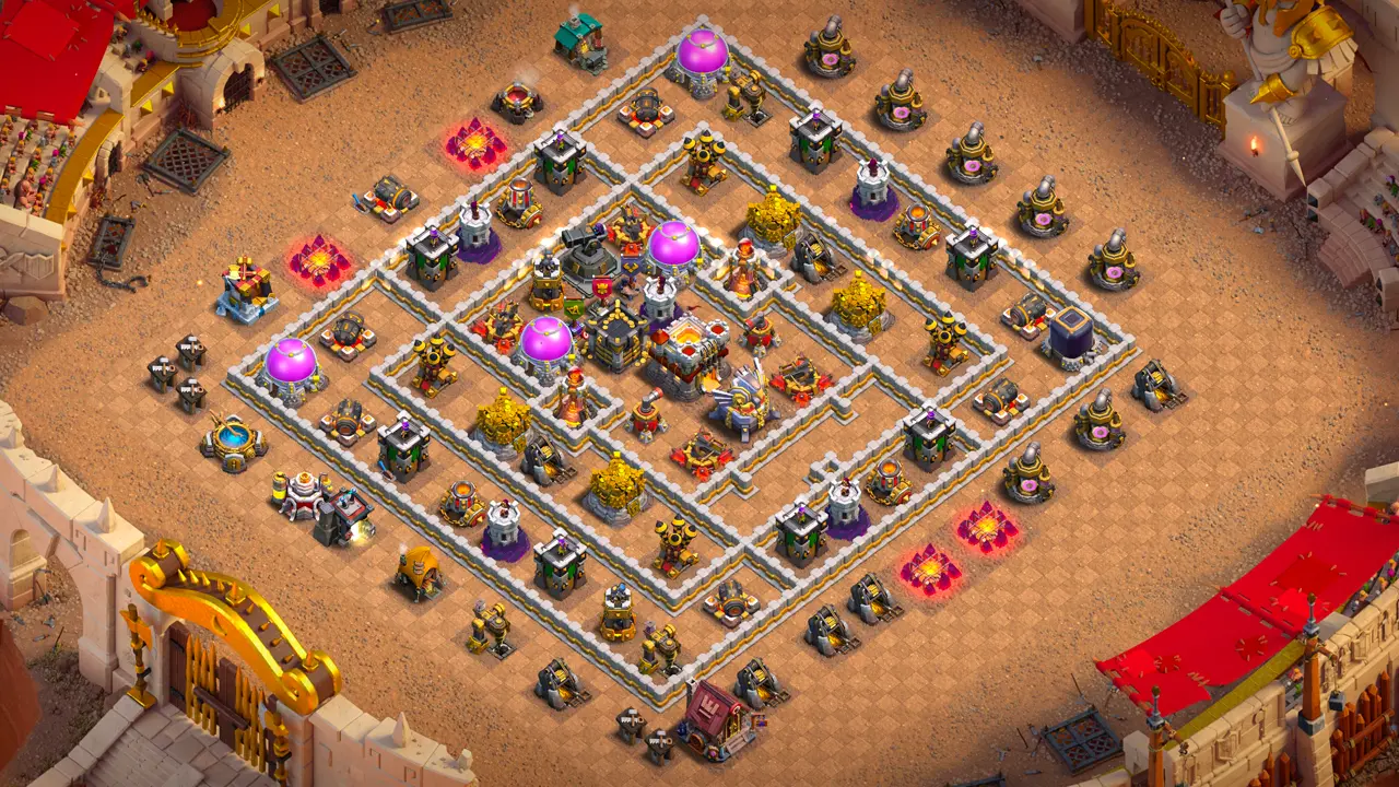 th11 anti 2 star hero hunter war base 2 scout view - full base layout for clash of clans town hall 11