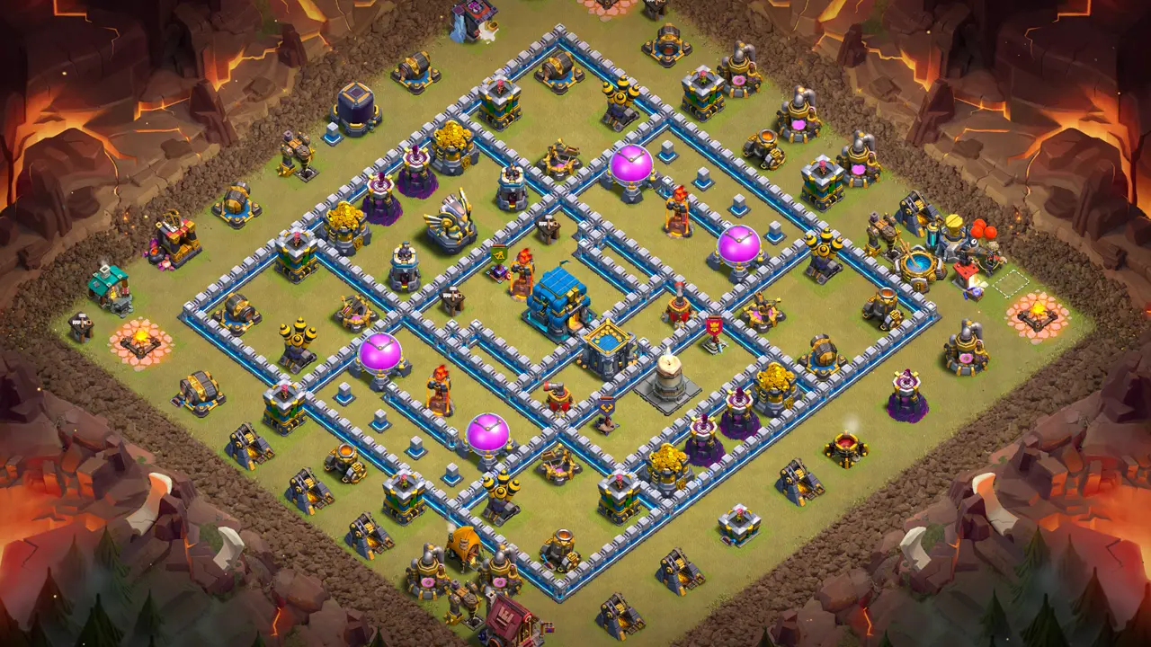 th12 anti 2 star hero hunter hot candle war base scout view - full base layout for clash of clans town hall 12