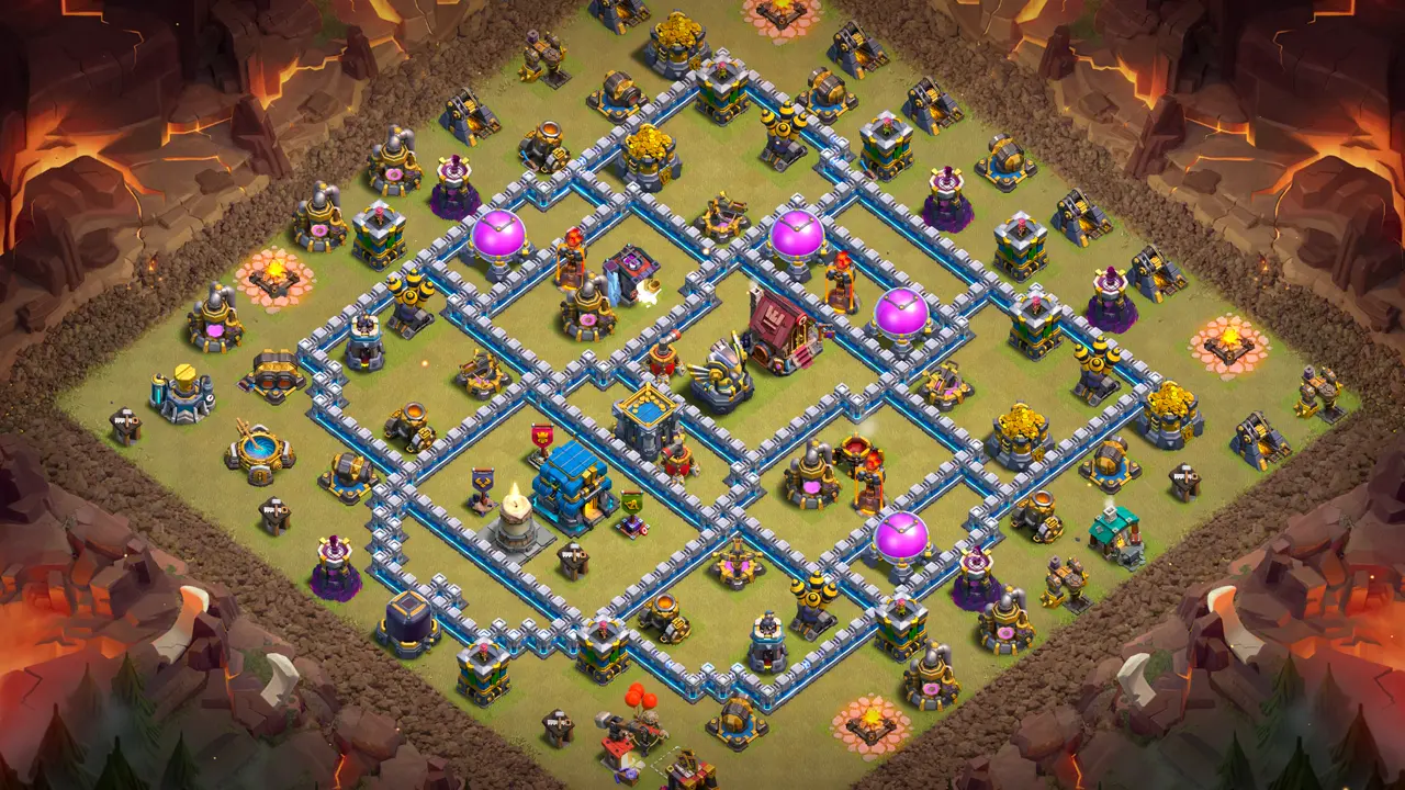 th12 anti 3 star hot candle cwl base scout view - full base layout for clash of clans town hall 12