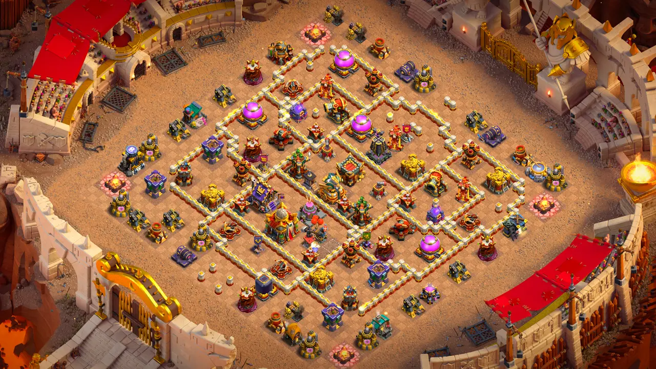 th16 anti 3 cake a pult cwl base with copy link to clash of clans - full scout view with monolith and multi target inferno guarding the core th16 anti 3 cake a pult cwl base with copy link to clash of clans - full scout view with monolith and multi target inferno guarding the core