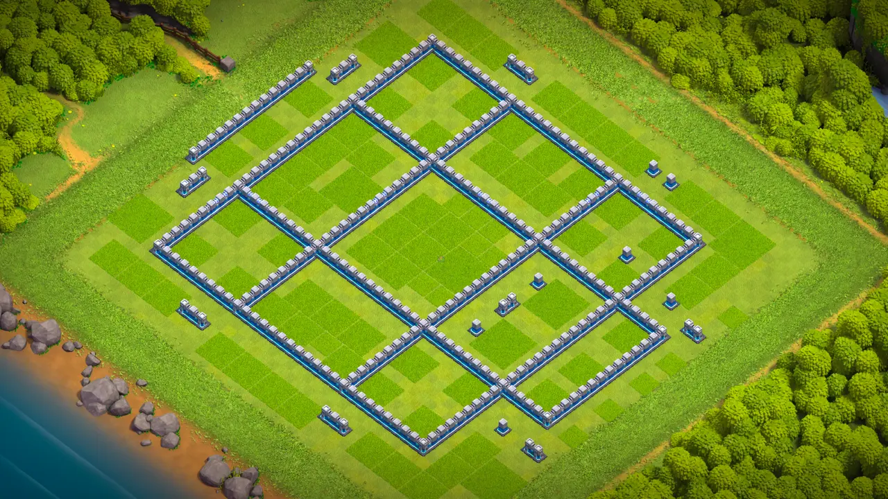 th12 anti 2 star cake-a-pult ranked base wall view - wall layout only for clash of clans town hall 12