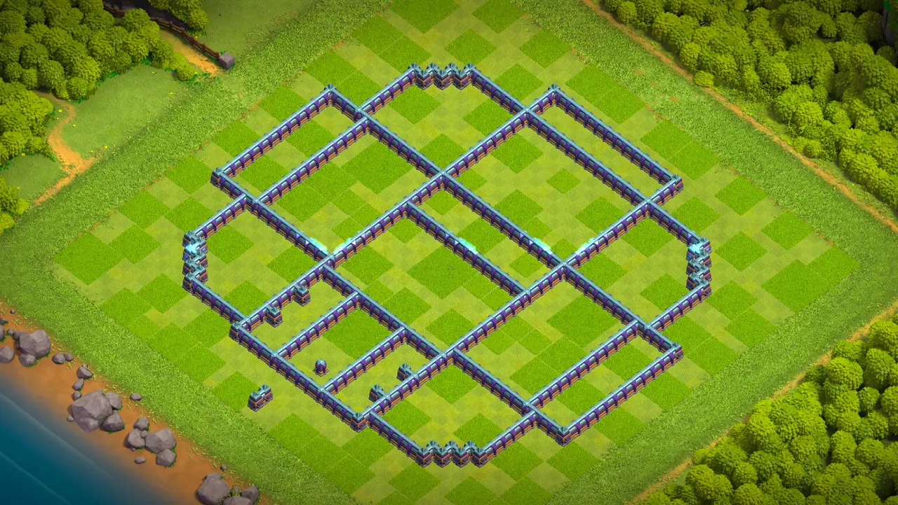 th15 anti-2 cake-a-pult ranked base wall layout with copy link to clash of clans - monolith side heavily trapped for defense