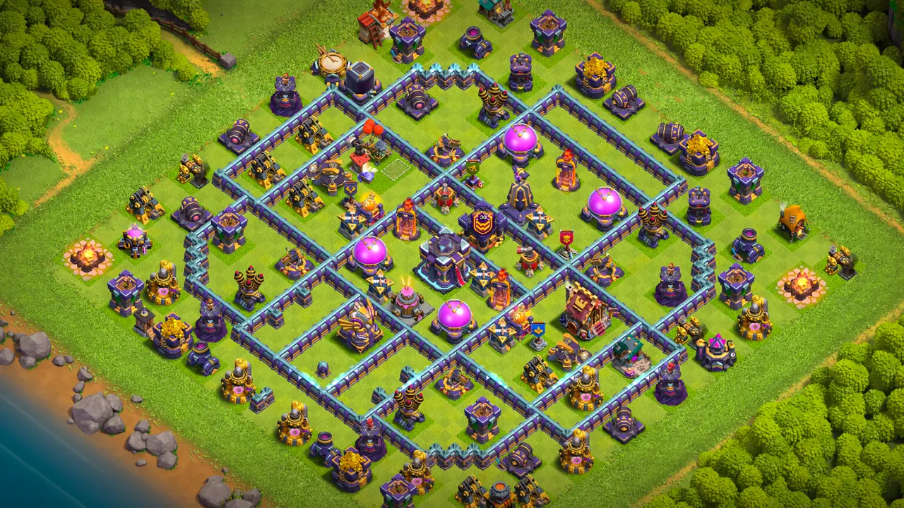 th15 anti-2 cake-a-pult ranked base scout view with copy link to clash of clans - poison spell towers slow enemy troop pushes