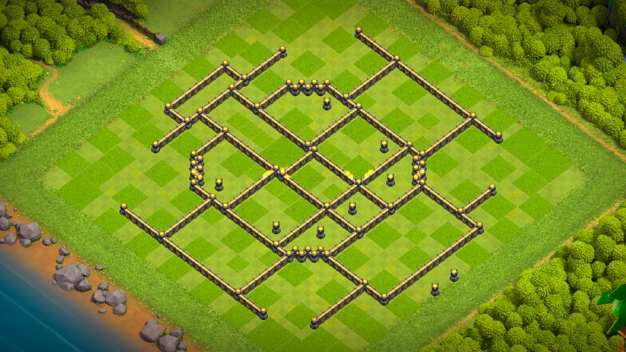 th17 anti-2 cake-a-pult base with copy link to clash of clans - wall view with round compartments around the central core