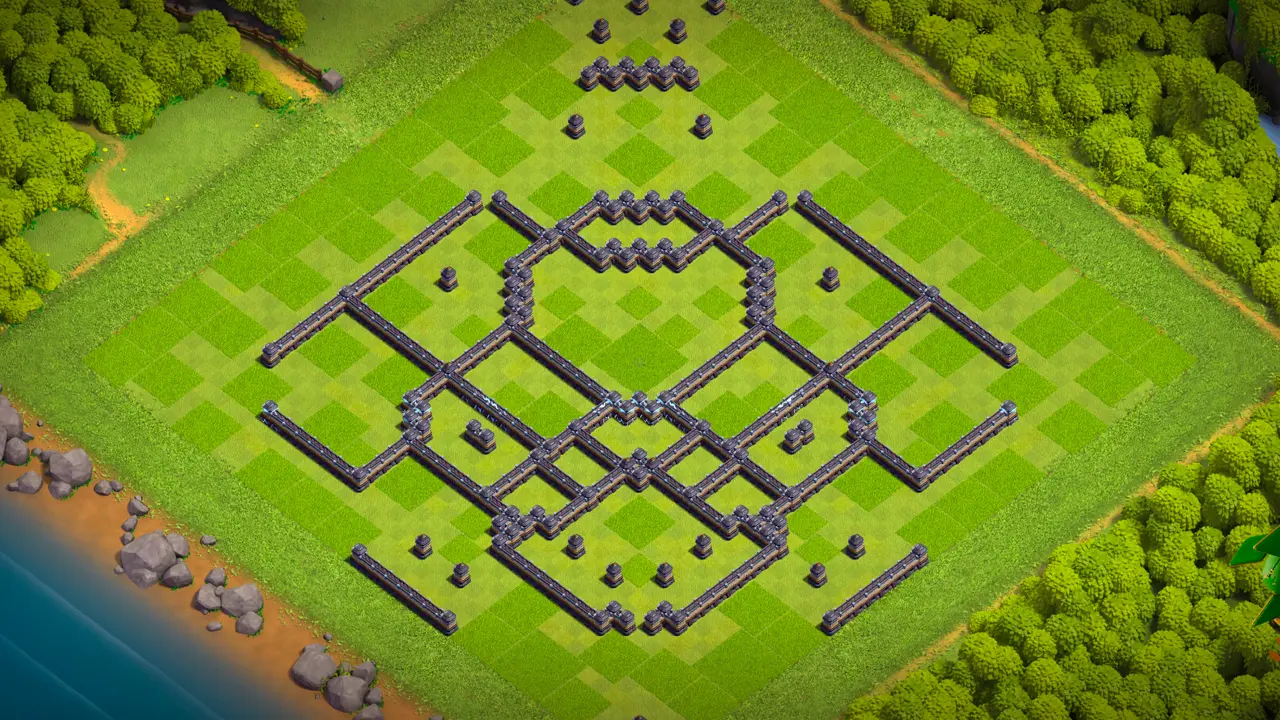 th18 anti-2 hot candle type base with copy link to clash of clans - wall view showing the hot candle core and outer compartments