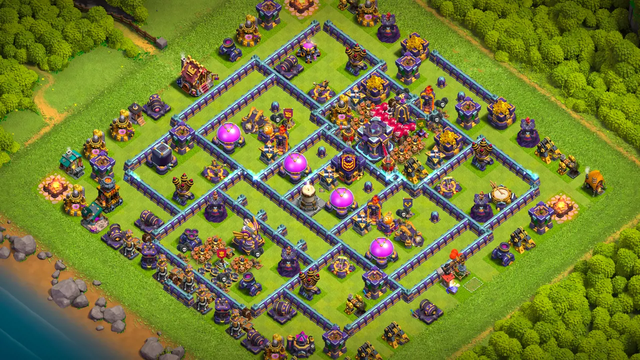 th15 anti-3 hot candle ranked base overview with copy link to clash of clans - inferno towers and hot candle hit grouped troops