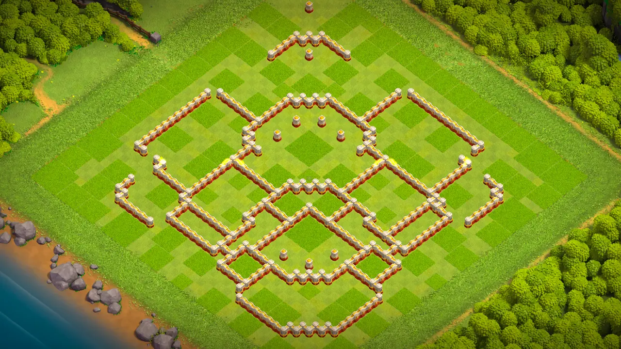 th16 anti 3 hero hunter ranked base with copy link to clash of clans - wall view showing dead zones around the eagle artillery and monolith th16 anti 3 hero hunter ranked base with copy link to clash of clans - wall view showing dead zones around the eagle artillery and monolith