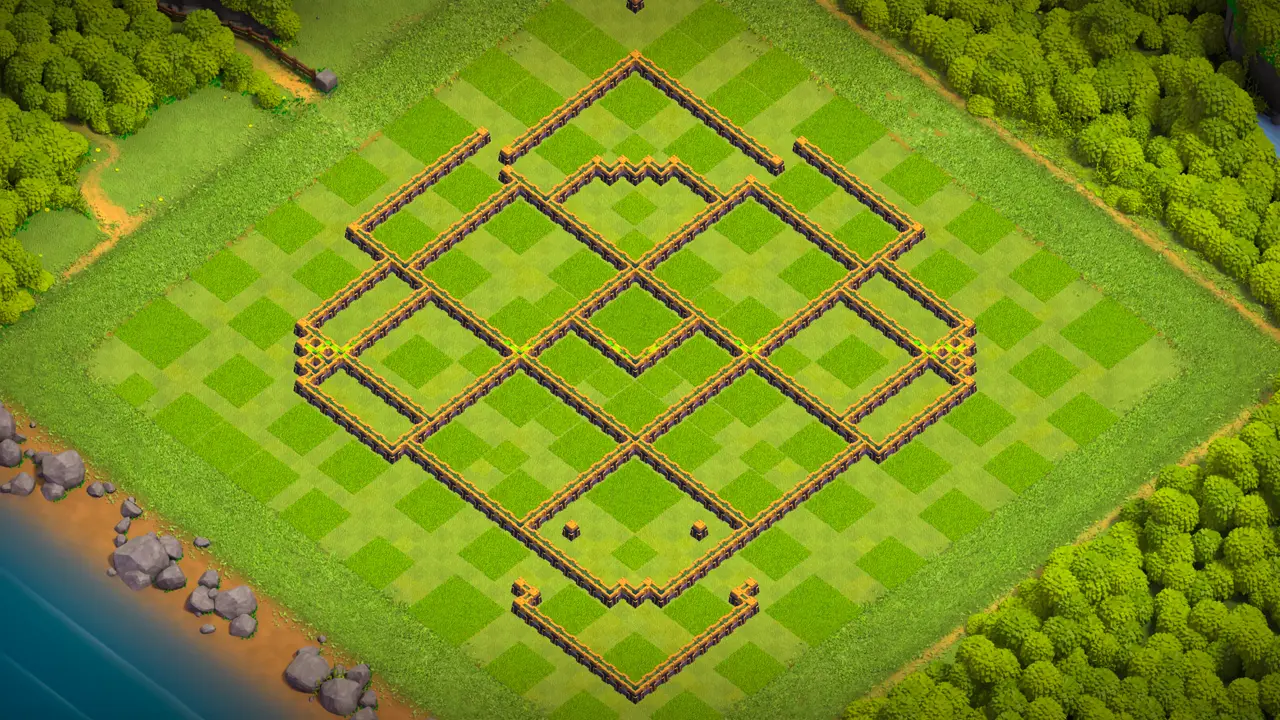 th14 anti-2 hot candle farming base with copy link to clash of clans - wall layout showing hot candles and infernos around the storages