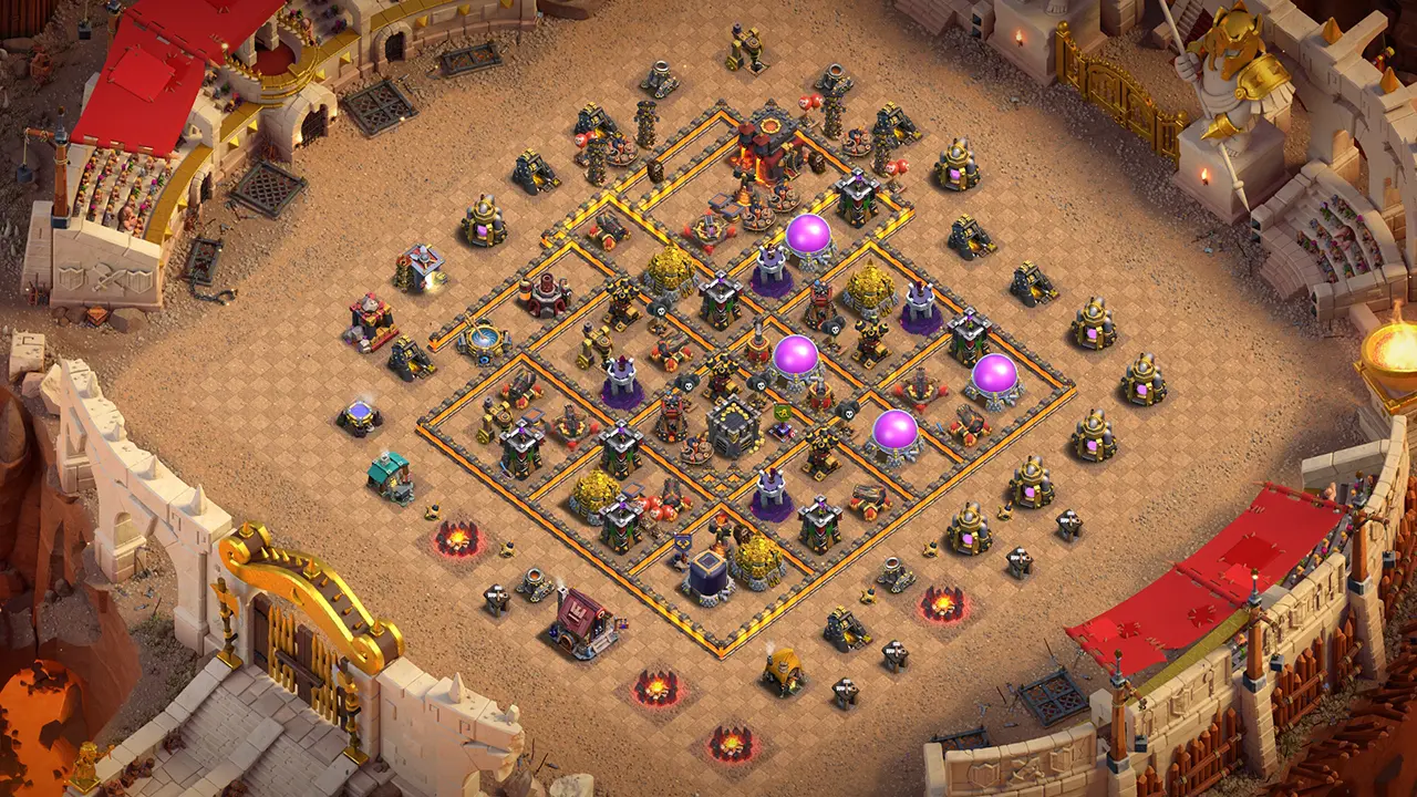 th10 cwl base layout with copy link. anti 3 star design for clash of clans town hall 10 base