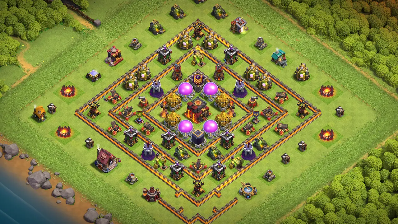th10 farming base layout with copy link. anti 2 star design for clash of clans - scout view
