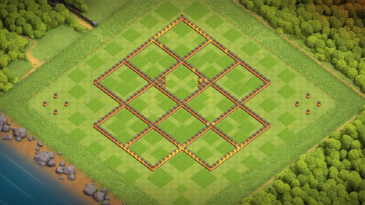 th10 farming base layout with copy link. anti 3 star design for clash of clans - wall view