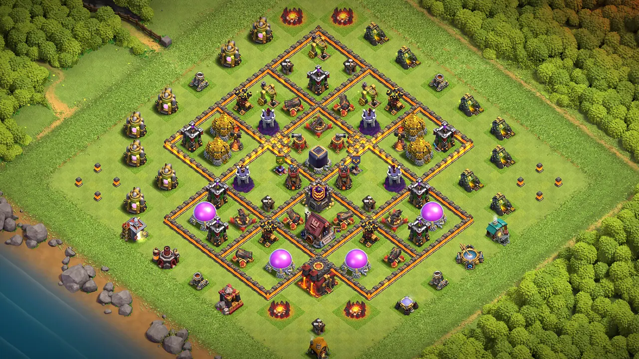 th10 farming base layout with copy link. anti 3 star design for clash of clans - scout view