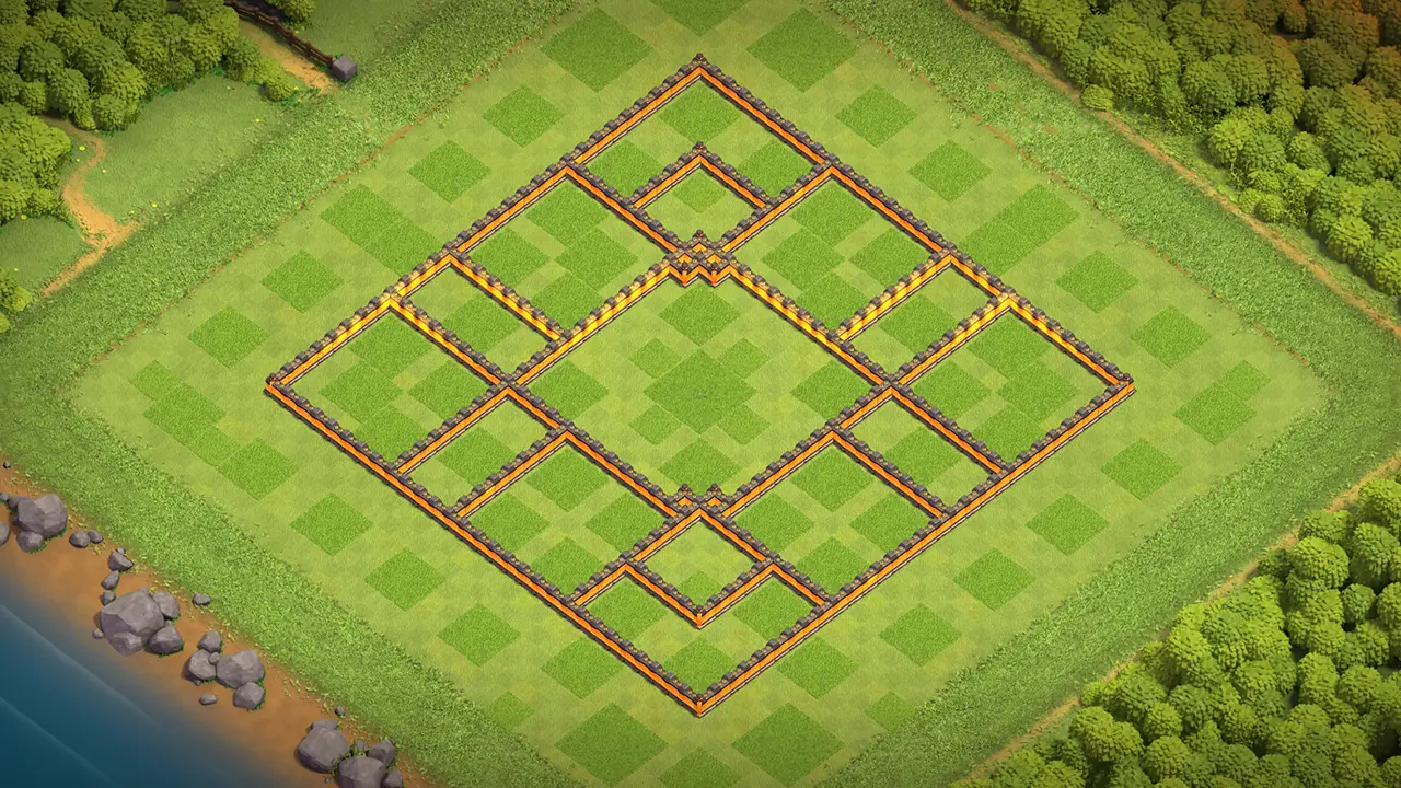 th10 trophy base layout with copy link. anti 2 star design for clash of clans - wall view