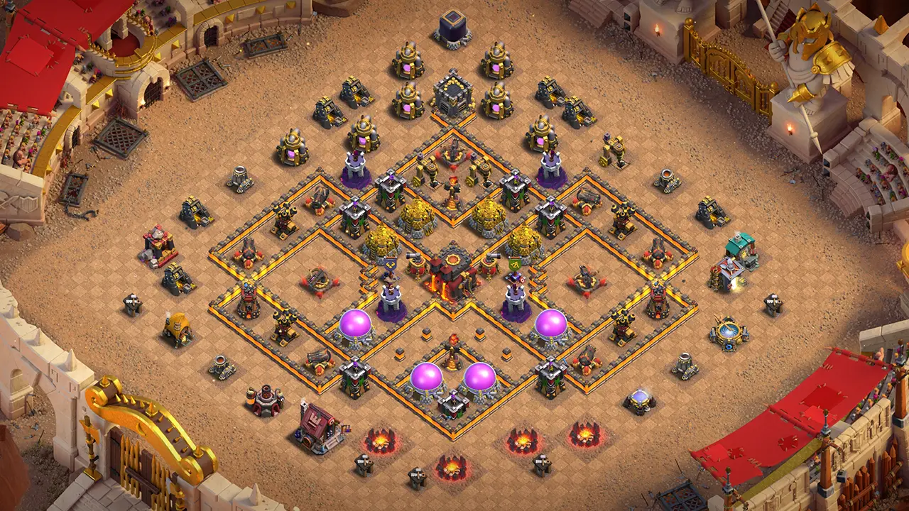 th10 war base layout with copy link. anti 2 star design for clash of clans - scout view