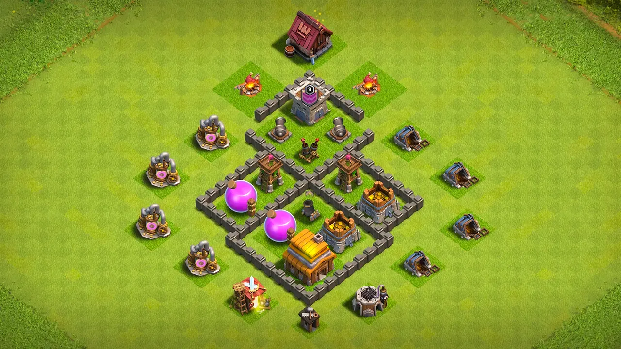 th4 farming base layout with copy link. anti 3 star design for clash of clans - scout view