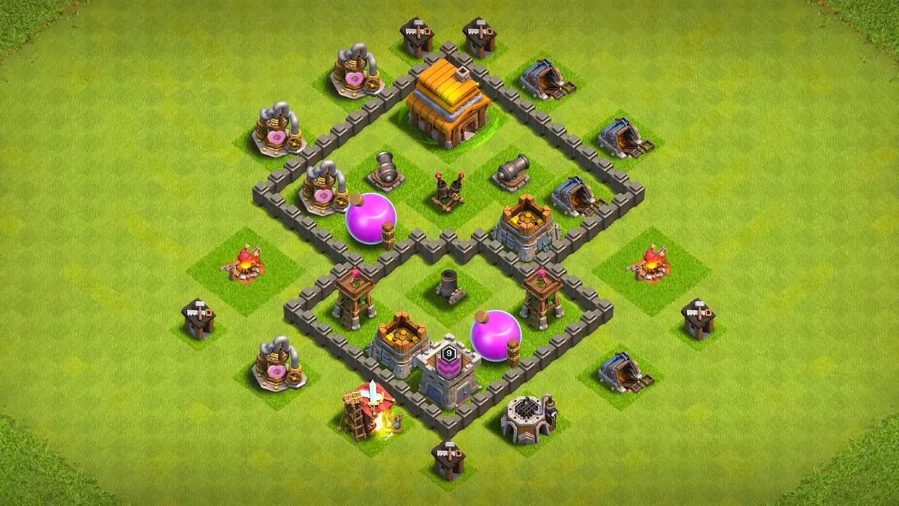 th4 farming base layout with copy link. anti 3 star design for clash of clans - scout view